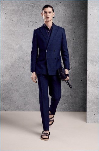 dunkelblaue Leder Clutch Handtasche von Cornelian Taurus By Daisuke Iwanaga
