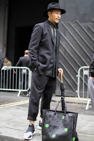 schwarze bedruckte Shopper Tasche aus Leder von Maison Margiela