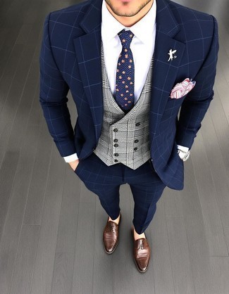 dunkelblauer Anzug mit Karomuster von Selected Homme