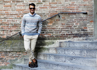 Türkisen Pullover mit einem Rundhalsausschnitt kombinieren – 129 Herren Outfits