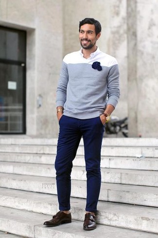 Türkisen Pullover mit einem Rundhalsausschnitt kombinieren – 129 Herren Outfits