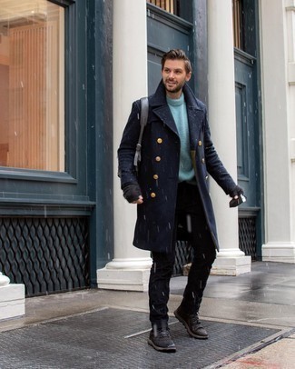 Türkisen Pullover mit einem Rundhalsausschnitt kombinieren – 129 Herren Outfits