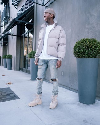 Hellbeige Mütze kombinieren – 79 Herren Outfits kalt Wetter