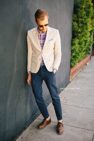 Welche Langarmhemden mit hellbeige Sakkos zu tragen – 216 Herren Outfits