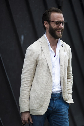 Welche Langarmhemden mit hellbeige Sakkos zu tragen – 216 Herren Outfits