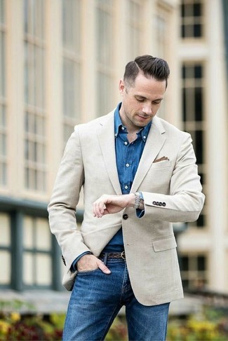 Welche Langarmhemden mit hellbeige Sakkos zu tragen – 216 Herren Outfits