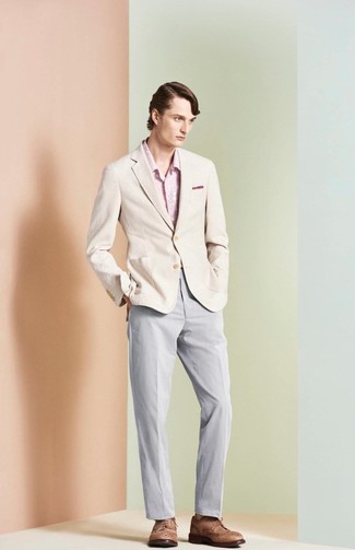 Welche Langarmhemden mit hellbeige Sakkos zu tragen – 216 Herren Outfits