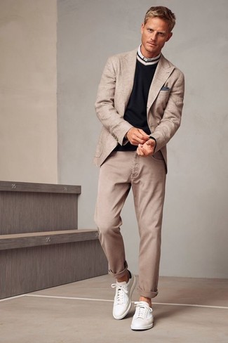 Welche Langarmhemden mit hellbeige Sakkos zu tragen – 216 Herren Outfits