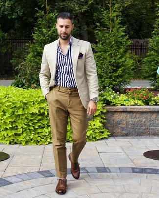 Welche Langarmhemden mit hellbeige Sakkos zu tragen – 216 Herren Outfits