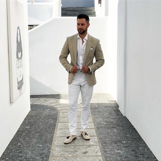 Welche Langarmhemden mit hellbeige Sakkos zu tragen – 216 Herren Outfits