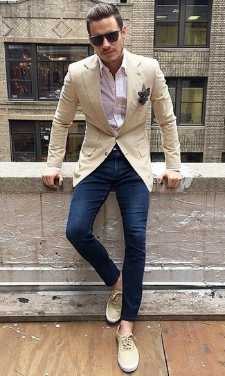 Welche Langarmhemden mit hellbeige Sakkos zu tragen – 216 Herren Outfits
