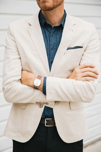 Welche Langarmhemden mit hellbeige Sakkos zu tragen – 216 Herren Outfits