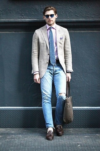 Welche Langarmhemden mit hellbeige Sakkos zu tragen – 216 Herren Outfits