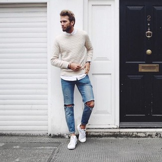 Hellbeige Strickpullover kombinieren – 172 Herren Outfits