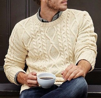 Hellbeige Strickpullover kombinieren – 172 Herren Outfits