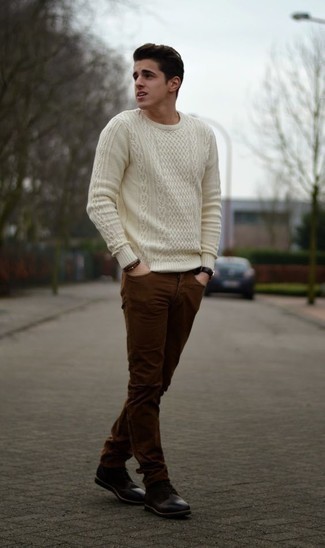 Hellbeige Strickpullover kombinieren – 172 Herren Outfits