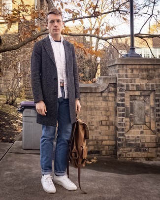 Hellbeige Segeltuch Rucksack kombinieren – 12 Herren Outfits kalt Wetter