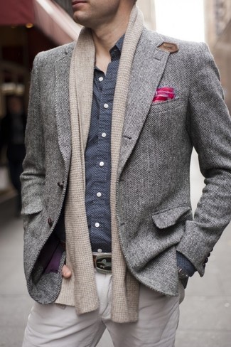 Hellbeige Strick Schal kombinieren – 12 Herren Outfits