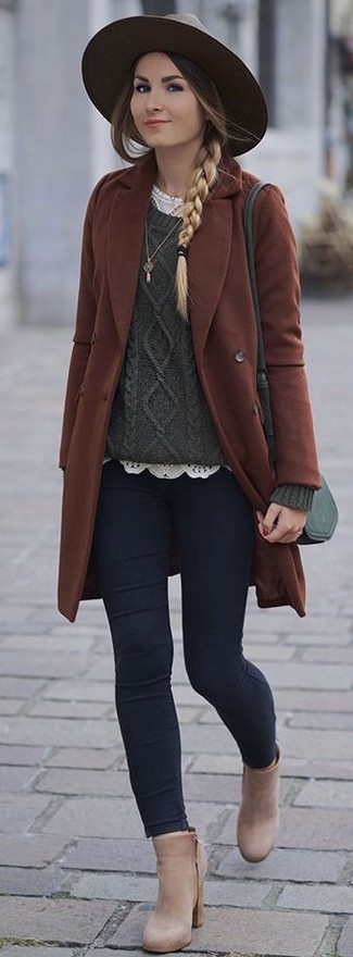 Hellbeige Leder Stiefeletten kombinieren – 82 Damen Outfits