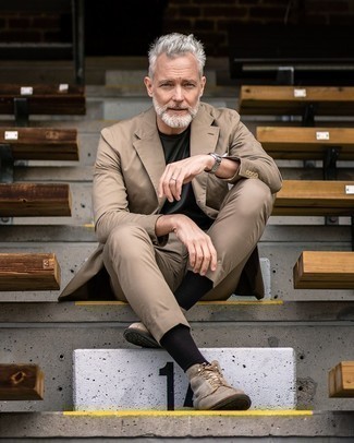 Hellbeige Wildlederfreizeitstiefel kombinieren – 212 Herren Outfits