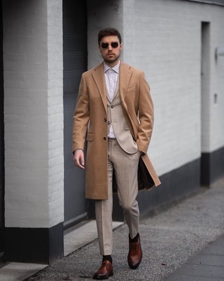 Hellbeige Anzug kombinieren – 46 Herren Outfits kalt Wetter