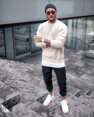 Hellbeige Sweatshirts kombinieren – 161 Herren Outfits