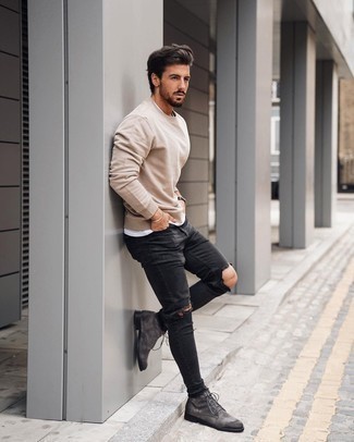 Hellbeige Sweatshirts kombinieren – 161 Herren Outfits