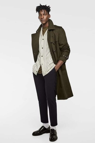 Hellbeige vertikal gestreiftes Langarmhemd kombinieren – 55 Herren Outfits