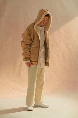 Hellbeige vertikal gestreiftes Langarmhemd kombinieren – 55 Herren Outfits
