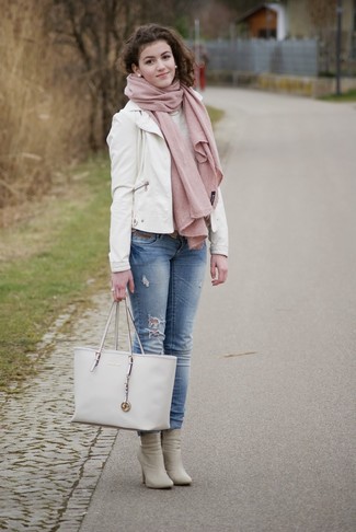 weiße Shopper Tasche aus Leder von Sophie Hulme