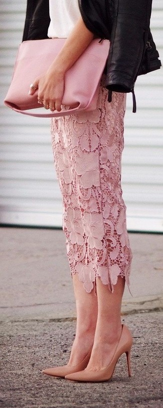 rosa Leder Clutch von Alexander McQueen