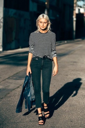 dunkelblaue Lederjacke von Armani Jeans