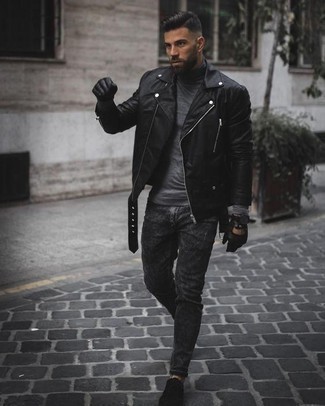 schwarze Lederhandschuhe von Marc Jacobs