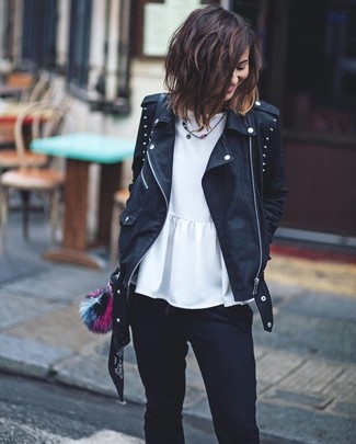 schwarze beschlagene Jacke von Saint Laurent