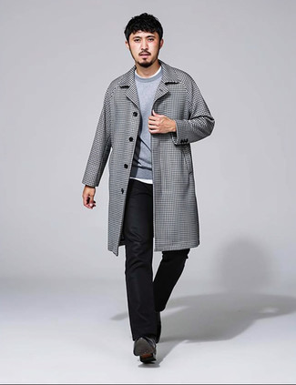 Schwarzen und weißen Mantel mit Vichy-Muster kombinieren – 16 Herren Outfits