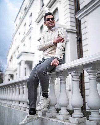 Schwarze und weiße horizontal gestreifte Socken kombinieren – 73 Herren Outfits
