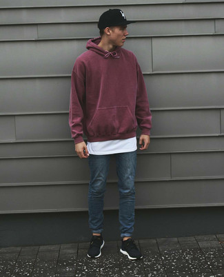 Schwarze und weiße bedruckte Baseballkappe kombinieren – 465 Herren Outfits