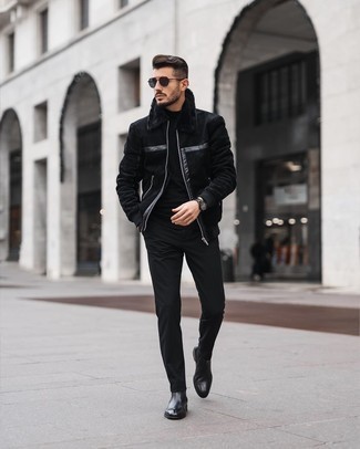 Schwarzes Perlen Armband kombinieren – 44 Herren Outfits kühl Wetter