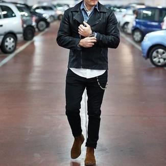 Welche Chelsea Boots mit schwarzer Bikerjacke zu tragen – 297 Herren Outfits