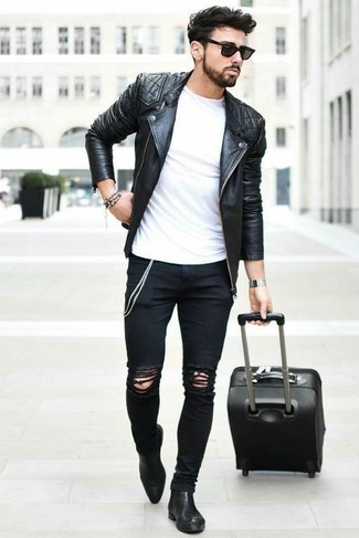 Welche Chelsea Boots mit schwarzer Bikerjacke zu tragen – 297 Herren Outfits