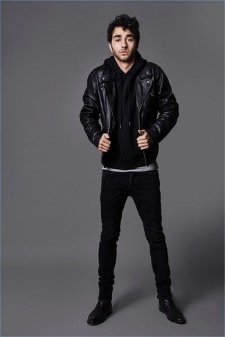 Welche Chelsea Boots mit schwarzer Bikerjacke zu tragen – 297 Herren Outfits