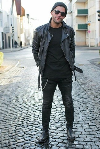 Welche Chelsea Boots mit schwarzer Bikerjacke zu tragen – 297 Herren Outfits