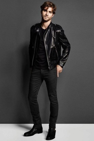 Welche Chelsea Boots mit schwarzer Bikerjacke zu tragen – 297 Herren Outfits
