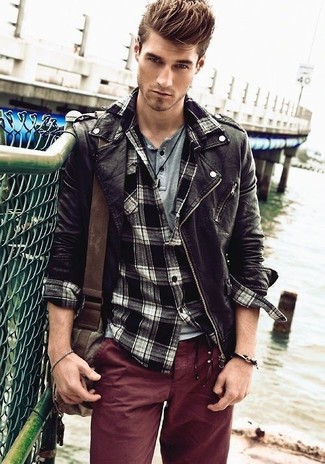 Welche Langarmhemden mit schwarzer Bikerjacke zu tragen – 148 Herren Outfits