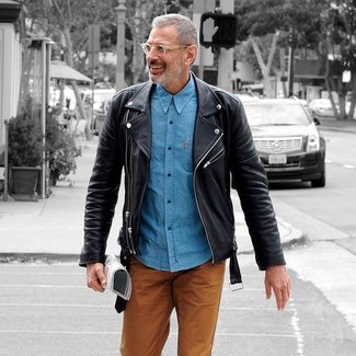 Welche Langarmhemden mit schwarzer Bikerjacke zu tragen – 148 Herren Outfits