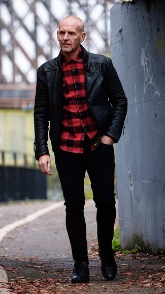 Welche Langarmhemden mit schwarzer Bikerjacke zu tragen – 148 Herren Outfits