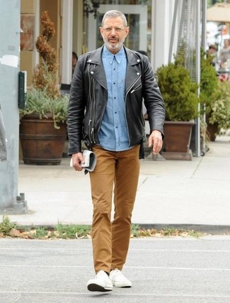Welche Langarmhemden mit schwarzer Bikerjacke zu tragen – 148 Herren Outfits
