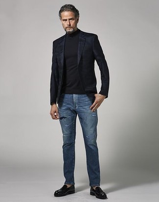 Welche Rollkragenpullover mit schwarzen Sakkos zu tragen – 131 Herren Outfits