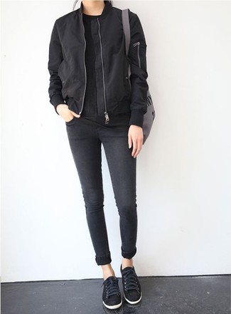 Schwarze Bomberjacke kombinieren – 187 Damen Outfits