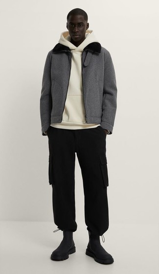 Welche Pullover mit einem Kapuze mit schwarzer Cargohose zu tragen – 60 Herren Outfits